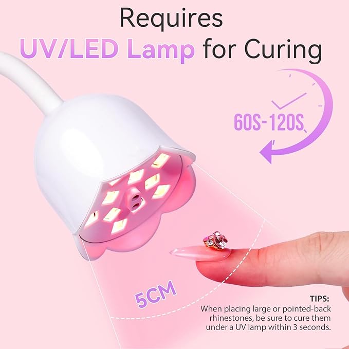 Makartt Rhinestone Glue for Nails: Super Strong Gel Nail Glue for Nail Charms Gems Decorations, 3D Gel Nail Art Bling Jewel Diamonds for Salon & DIY Manicure, 30ML UV Lamp Cured Need Beauty Gifts