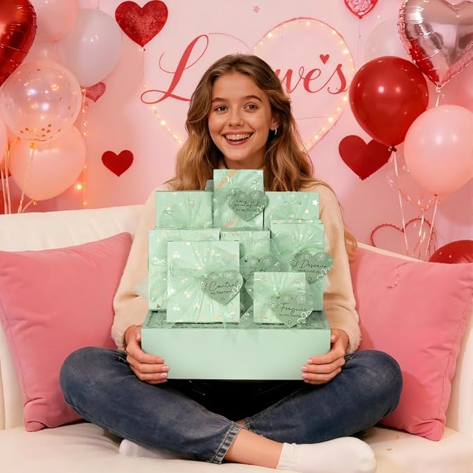 Teen Girl Gifts Trendy Stuff, 10 Positive Affirmation Cards & Empowering Challenges to Unlock 10 Wrapped Makeup Gift Set Motivational Birthday Easter Egg Stuffers Gift Basket for Tween & Teenage Girls