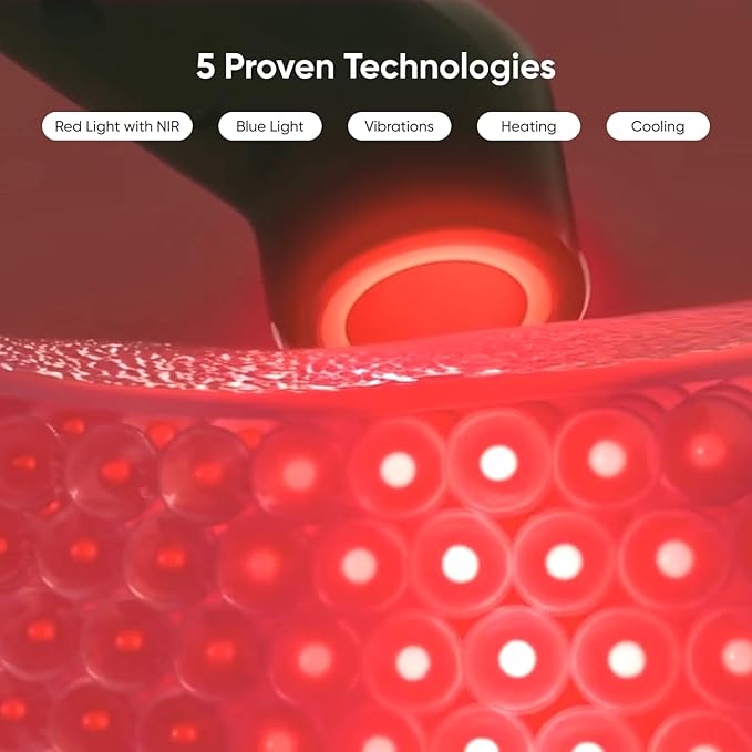 Nanoleaf FDA-Cleared 6-in-1 Light Therapy Wand for Face & Neck, Facial Massager with Red & Blue Light, Vibration, Heat & Cooling, Light Therapy Device for Anti-Aging & Acne