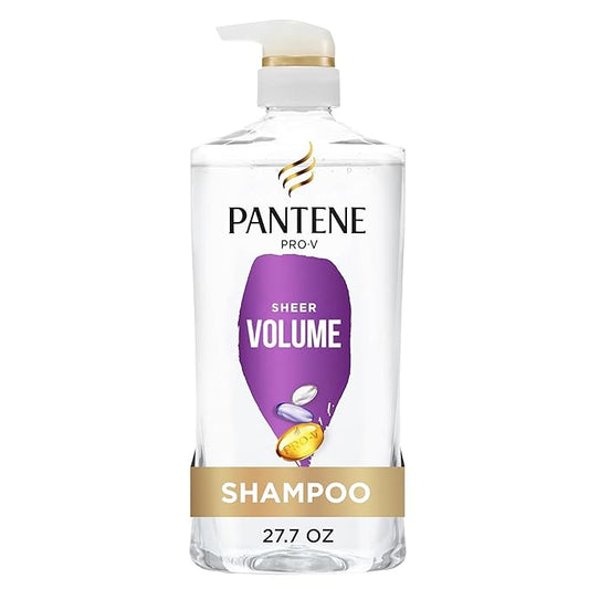 Pantene Shampoo, Sheer Volume - 72-Hour Fullness, Lightweight Nourishment with Pro-Vitamin B5 + Antioxidants, Fine, Thin, Color-Treated Hair, Paraben Free, Remove Build Up for Body & Shine, 27.7 Fl Oz
