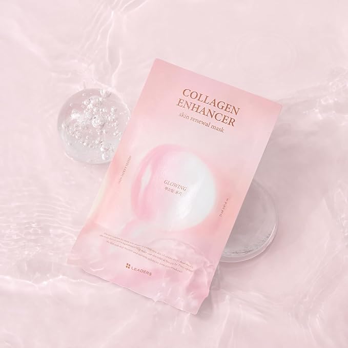 LEADERS Collagen Enhancer Skin Renewal Mask – Boosts Elasticity, Firmness & Hydration for a Plump – Hydrating Face Mask with Hydrolyzed Collagen, Plant Extracts, & Moisture-Rich Formula – 10 Sheets
