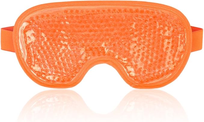 NEWGO Cooling Eye Mask for Puffy Eyes, Cold Eye Mask Eye Ice Pack for After Eyes Surgery, Tension Stress Relief, Itchy Eyes, Headaches, Dark Circles - Orange