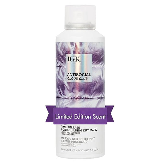 IGK Antisocial Cloud Club Dry Hair Mask | Limited-Edition Scent | Leave-In Dry Treatment, Repairs + Softens + Adds Shine | Vegan & Cruelty-Free | 5 oz