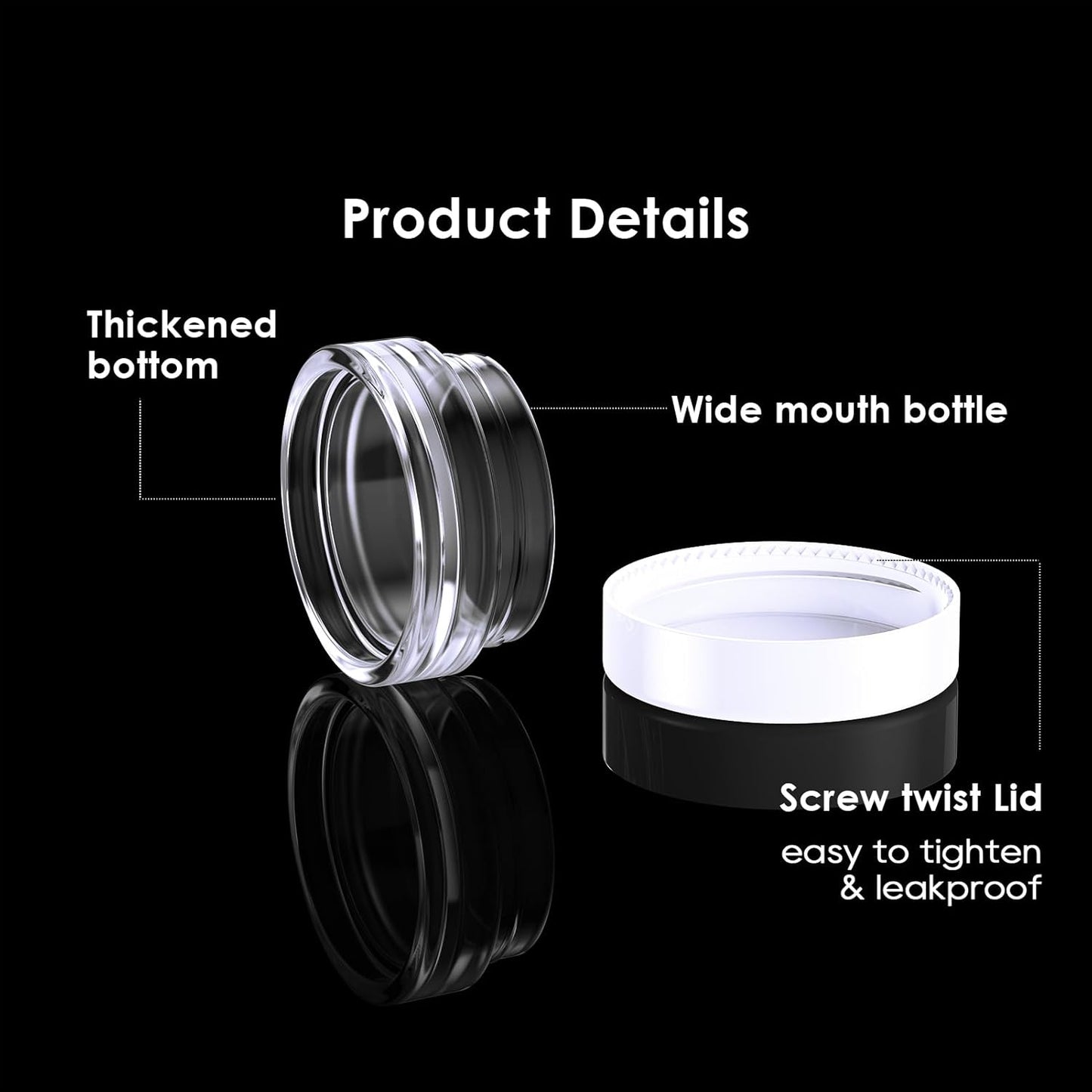 50 Pack 3 Gram Sample Containers with White Lids, Small Plastic Cosmetic Jars, Makeup Travel Container Jar for Cream, Bead, Eye Shadow, Lotions, Powders, Glitters Lip Gloss with Labels,Spatulas