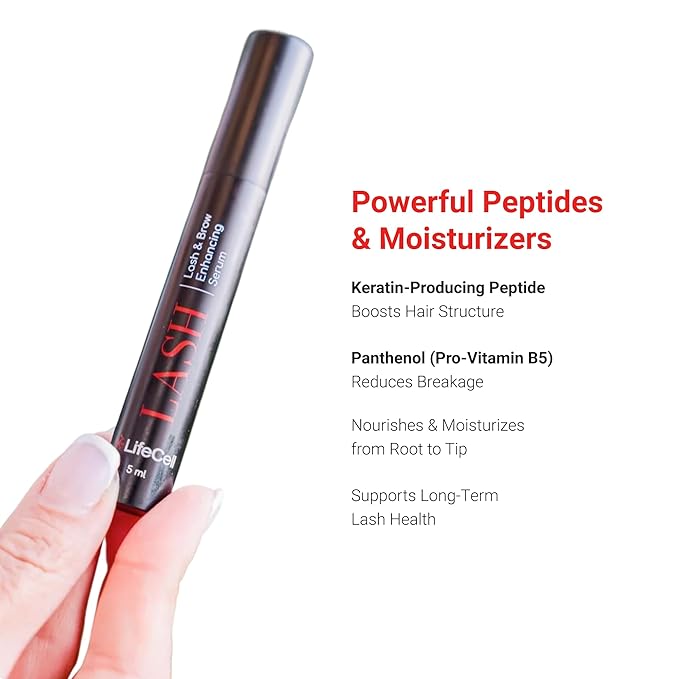 LifeCell Lash Serum, Enhancing Eyelash and Eyebrow Serum for Long Thick Lashes and Brows - Natural Growth Booster, Conditioner, and Thickener for Amplifying Length