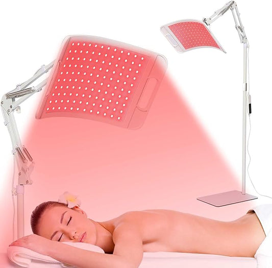Red Light Therapy for face body-660nm 850nm Infrared light therapy panel with Stand for home use,Timer function,Adjustable Head,red light therapy panel for body and face,gift idea for men women
