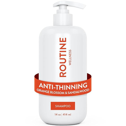 Routine Wellness Anti-Thinning Volumizing Shampoo for Thinning Hair & Hair Loss - Grow Your Confidence with Biotin & DHT Blockers - 14 oz Shampoo - Orange Blossom & Sandalwood