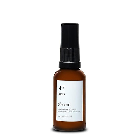47 Skin | Hydrating Face Serum with Silver Chitoderm for ALL Skin Types | Clears Acne, Prevents & Heals Breakouts & Blemishes, Repairs Scars | Moisturizes and Nourishes For Smooth Skin (1.01 oz)