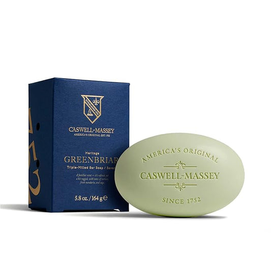 Caswell-Massey Greenbriar Natural Bar Soap for Men, Moisturizing Body Soap Bar for All Skin Types, Made with Essential Oils & Plant-Based Formula for Soft Skin, Made in USA, 5.8 oz