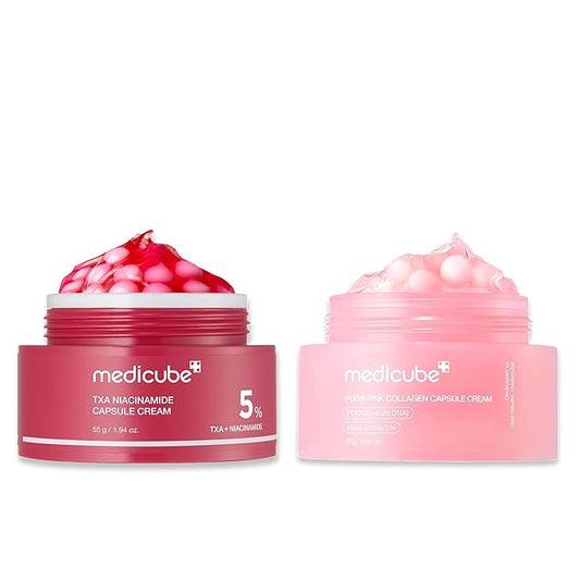 medicube Trending Ingredients Capsule Duo: TXA + Niacinamide and Salmon DNA PDRN Capsule Cream for Clear, Firm, and Hydrated Skin | Customizavble Daily Mositurizer For All Skin Types