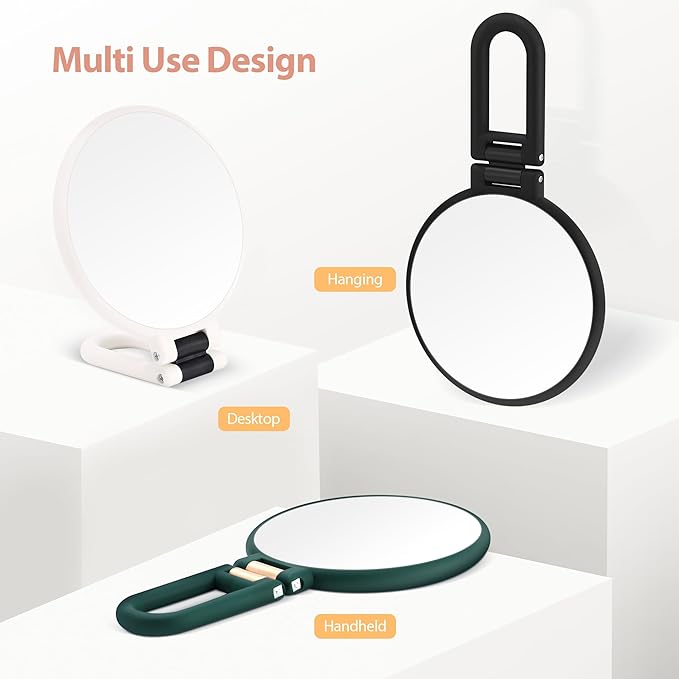 B Beauty Planet 30X Magnifying Mirror, Hand Mirror with Handle, Double Sided Hand Mirror with 30X/1X Magnification, Travel Essential Portable Foldable Makeup Mirror for Precision Makeup White