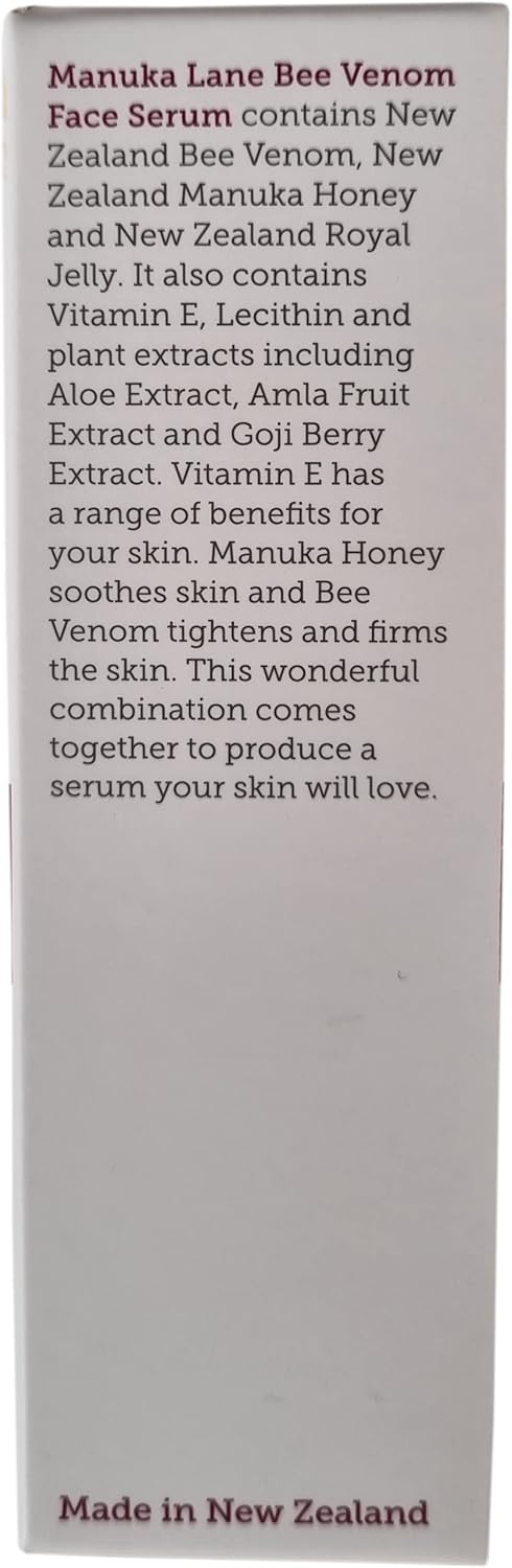 Bee Venom Face Serum for Face and Neck with Manuka Honey, Goji Extract and Vitamin E | Plant Based Formula | Carefully formulated to keep your skin young and healthy!