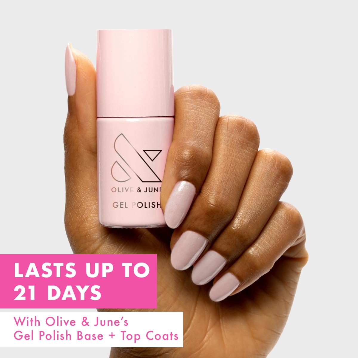 Olive & June Gel Polish | UV LED Nail Lamp Needed | Long Lasting Formula | Up to 21 Days of Wear | Damage-Free Removal | Salon-Quality Manicure, Pedicure at Home | CCT | Sheer Pink