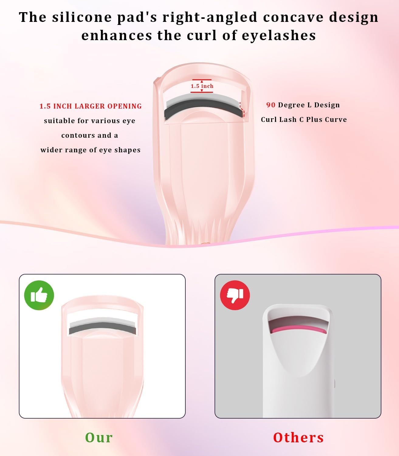 Heated Eyelash Curler Premium PRO - Fast Heat up in 8s - 24 Hours Long Lasting - Rechargeable Electric Eyelash Curler with Type-C, Innovative L Silicone, 2 Heat Modes, Anti-Burn Eyelid, Pink-DB