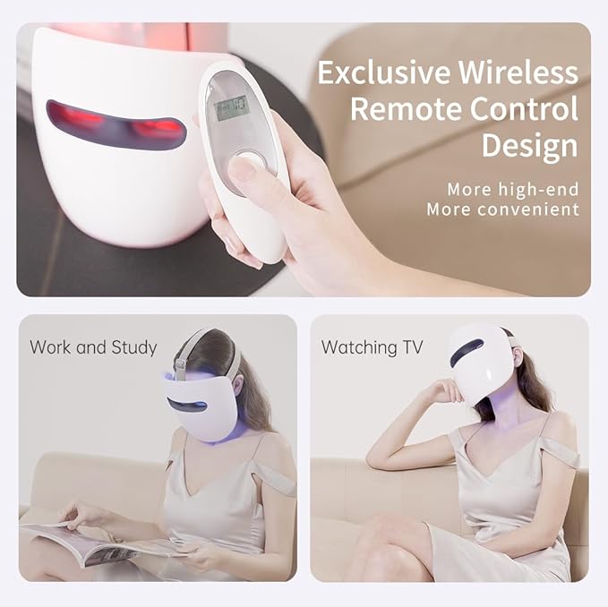 Led Face Mask, Red Light Mask for Face, Infrared, Red & Blue Light Mask for Skin Care, Wrinkle Reduction, Wireless Face Mask. (Miracle STAR RB-010)