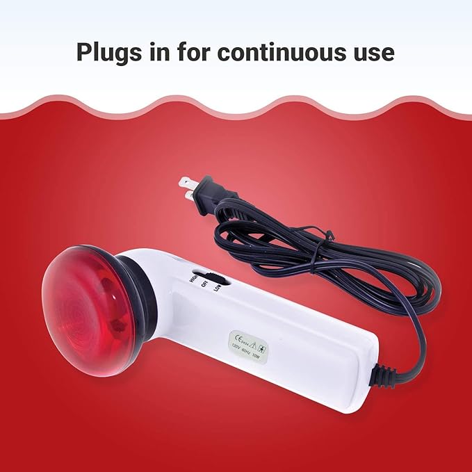 Portable Red Light Therapy Infrared Heating Wand by Infarex, Handheld Heating Lamp with Replacement Red Light Bulb, Provides Targeted Relief for Muscle Pain and Increased Blood Circulation