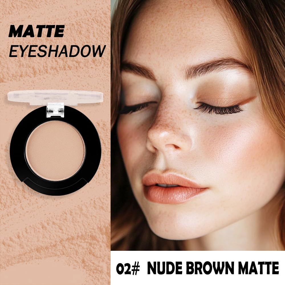 Single Matte Eyeshadow Makeup Palette, Neutral Dark Brown Eyeshadows Singles, Monochrome Eye Shadow Palette Makeup for Women, de sombras de ojos, Highly Pigmented Daily Evening Girls Eyeshadow