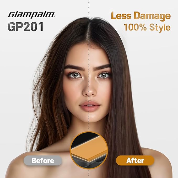 GLAMPALM Hair Straightener 1" Ceramic Flat Iron Infused with Vita C, Korea's No.1 Professional Salon Tool with 3D Swivel Cord & Dual Voltage,11 Heat Settings(220°–450°), 25s Fast Heat-Up (GP201)