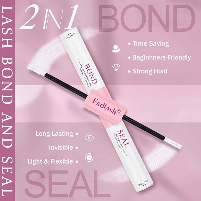 FADLASH Eyelash Extension Kit Lash Clusters Mix Tray Thin Band DIY Lash Extension Kit with Lash Bond and Seal Lash Tweezers Eyelash Applicator Tool Individual Lashes(F2-0.07D-12-18mm Kit)