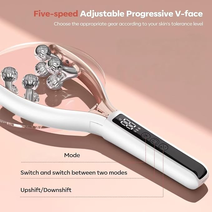Doge&Vollar Facial Massager Face and Neck | Shaper & Slimmer for Women | Korean Skin Care | Lymphatic Contour Face Brush Face Roller Lymphatic Drainage | Rechargeable for Home & Travel Use