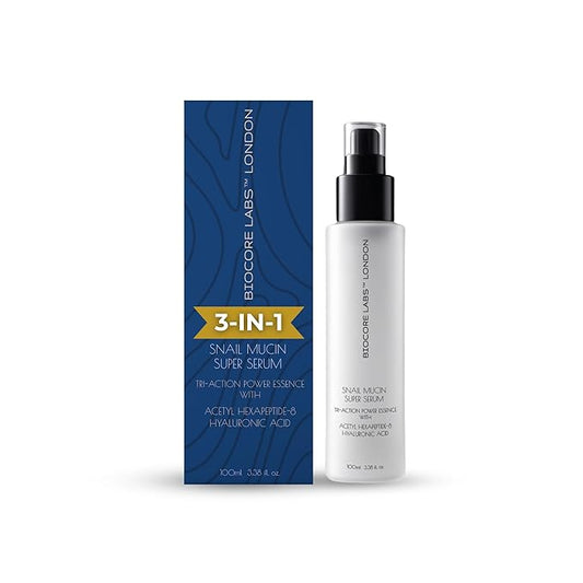 Advanced 3 IN 1 SNAIL MUCIN SUPER SERUM infused with FACELIFT Peptide by BIOCORE LABS™ Plumping,Moisturizing,Healing Serum for face 100ml 3.38 FL. OZ.