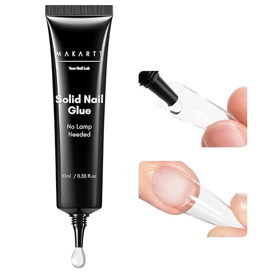 Makartt Hema-Free Semi Solid Nail Glue, New Super Strong Nail Glue for Press On Nails, No UV/Led Lamp Needed, Quick Drying 20s, Fake Tips Adhesion, Upgraded Nail Glues DIY Home Salon Manicure 10ml