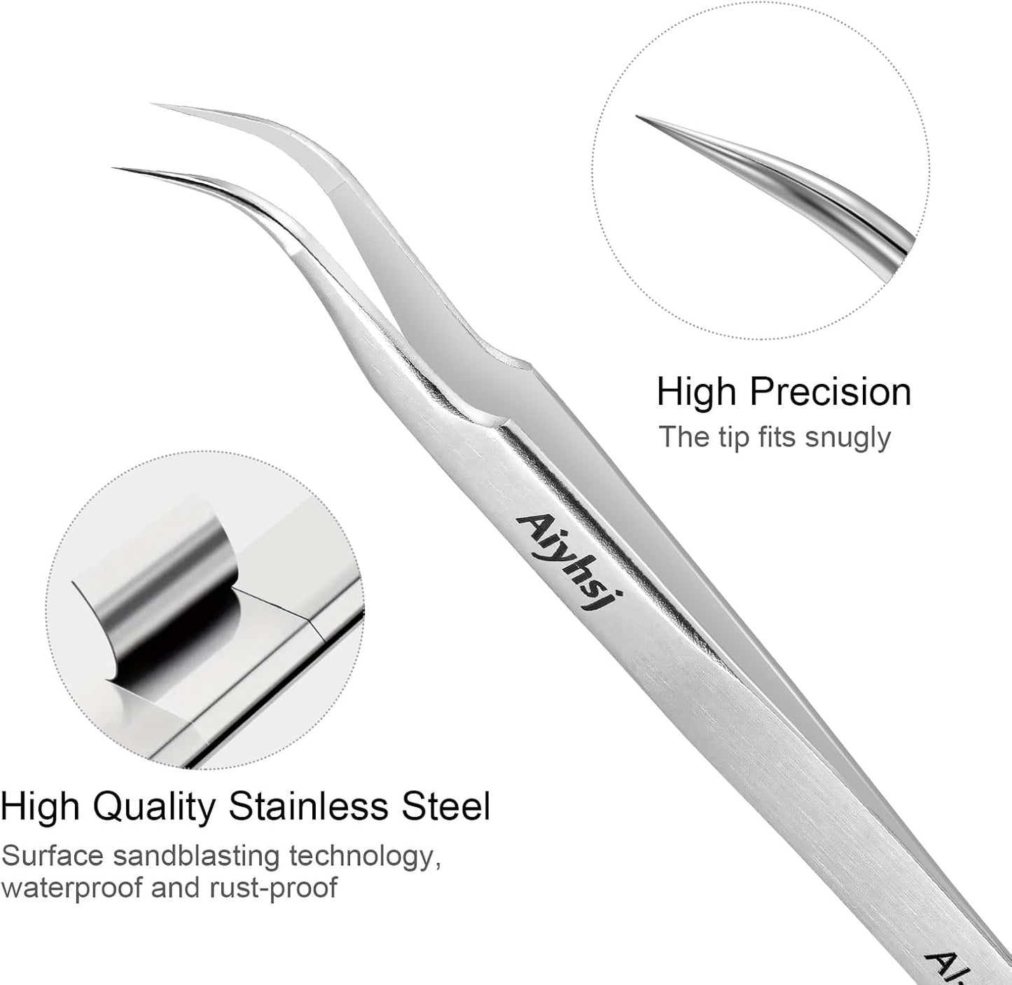Precision Tweezer, Upgraded Professional Fine Tip curved, High-end Stainless Steel Tweezers for Craft, Electronics, Soldering, Eyelash Extensions, Laboratory Work, Jewelry-Making