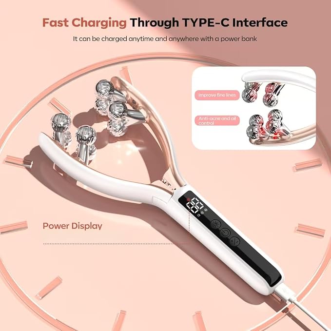 Doge&Vollar Facial Massager Face and Neck | Shaper & Slimmer for Women | Korean Skin Care | Lymphatic Contour Face Brush Face Roller Lymphatic Drainage | Rechargeable for Home & Travel Use