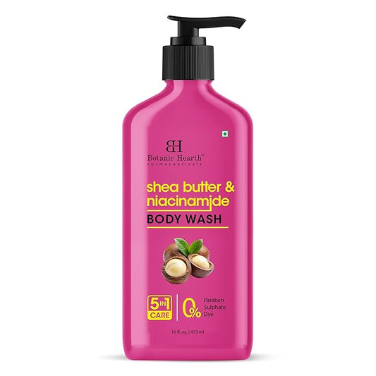 Botanic Hearth Shea Butter & Niacinamide Body Wash – Deeply Nourishing & Renewing Hydrating Shower Gel, Gentle Cleanser, Sulfate & Paraben Free – 16 fl oz