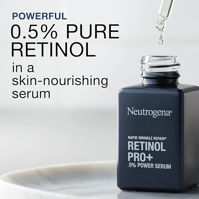 Neutrogena Rapid Wrinkle Repair Retinol Power Facial Serum Age Perfect Midnight Serum Pro+ .5% - 1oz 30ml - (2-Pack Anti Aging Serum 2oz)