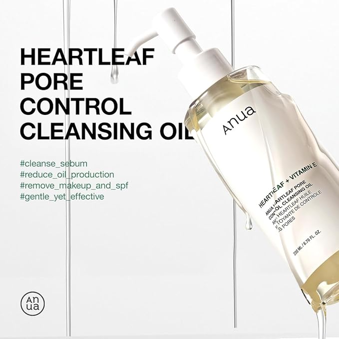 Anua Double Cleanser Duo for Facial Cleansing : Heartleaf Pore Control Cleansing Oil & Heartleaf Quercetinol Pore Deep Cleansing Foam for Double Cleansing, Korean Skincare