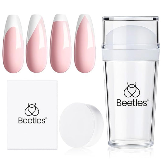 Beetles French Tip Nail Stamp 3Pcs Silicone Nail Stamp Kit with Replacement Nail Stamper Heads and Scrapers Nail Printing Tool for Home Manicure Diy Nail Art Salon Gifts for Girls