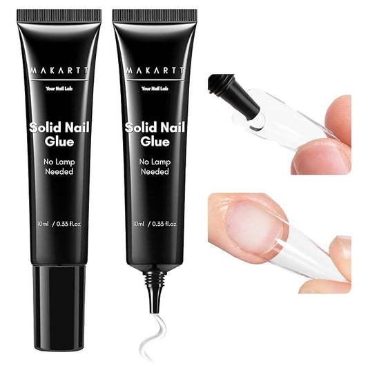 Makartt Hema-Free Semi Solid Nail Glue for Press On Nails, No Lamp Needed Soft Acrylic Gel Nail Tips Fake Nails, Easy to Control Nail Glue Gels for Nail Art DIY Home Manicure 10ml (10ml*2)