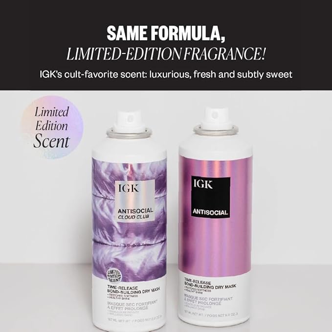 IGK Antisocial Cloud Club Dry Hair Mask | Limited-Edition Scent | Leave-In Dry Treatment, Repairs + Softens + Adds Shine | Vegan & Cruelty-Free | 5 oz