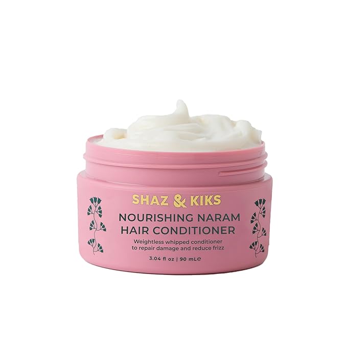 SHAZ & KIKS Nourishing Naram Conditioner | Weightless Whipped Conditioner to Repair Damage and Reduce Frizz | Visibly Softens and Protects Hair | Ashwagandha & Kokum Butter | Vegan, Color-Safe | 90ml