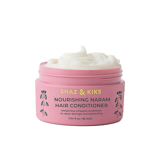 SHAZ & KIKS Nourishing Naram Conditioner | Weightless Whipped Conditioner to Repair Damage and Reduce Frizz | Visibly Softens and Protects Hair | Ashwagandha & Kokum Butter | Vegan, Color-Safe | 90ml