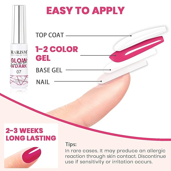 RARJSM Nail Art Gel Set, Glow In The Dark Gel Liner Nail Art Polish Luminous Design Nailpolish Neon Fluorescent Drawing Painting NailArt Polish Neon Colors