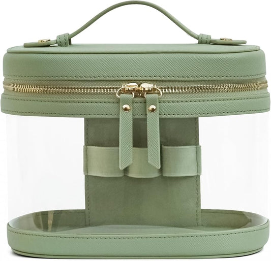 Popvibe Clear Makeup Bag Travel Cosmetic Case Transparent Toiletry Bag with Zipper, Portable Make Up Organizer Traveling Compact Car Bag for Essentials