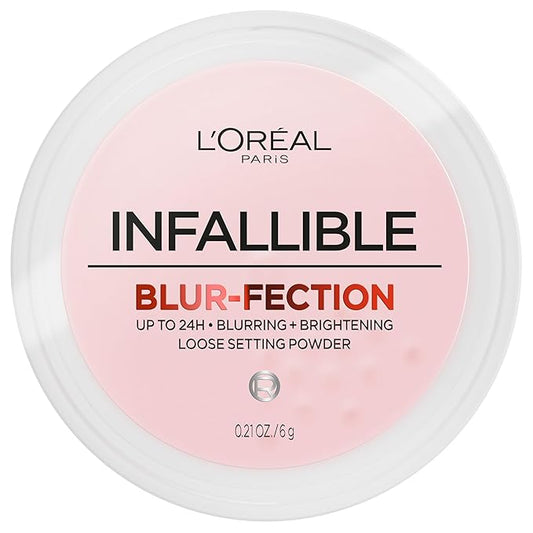 L'Oreal Paris Infallible Blur-fection Longwear Loose Setting Powder, Blurring Face Powder With Up to 24HRs of Wear, Brightening Deep Pink, 1 Kit