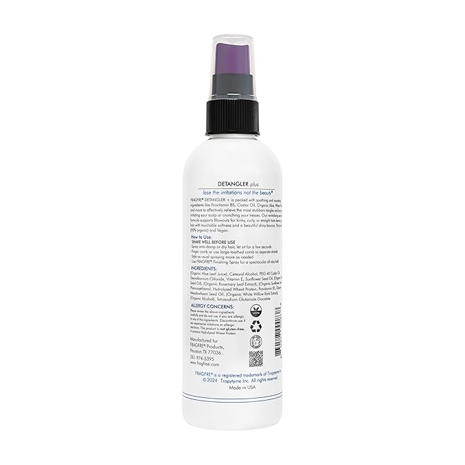 Detangler plus Styling Hair Spray 8 oz - Heat Protectant and Blowout Spray - Leave in Conditioner for Sensitive Skin - Fragrance Free Hypoallergenic Unscented - Anti Frizz Vegan Cruelty Free