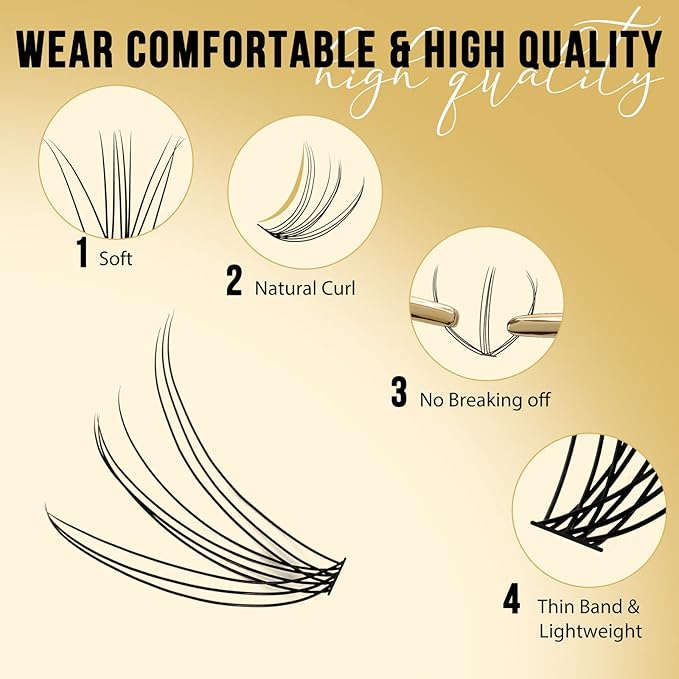 QUEWEL Lash Clusters 320Pcs Cluster Lashes 10D D Curl Lash Cluster Eyelash Extensions Mix12-18mm Individual Eyelashes Clusters Wispy Lash Clusters Thin Band Soft to Use at Home(10D D Mix12-18)