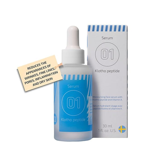 EiE 01 Klotho Peptides Serum for Face Hydrating Peptide Face Serum for Women Anti Aging Improves Wrinkles Elasticity Facial Peptide Serums with Hyaluronic Acid and Retinol Made in Sweden 1 fl. Oz