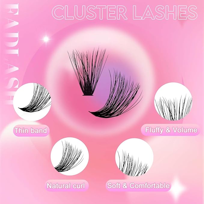 Lash Clusters Fluffy 40D+50D 10-18mm Mixed Tray 3D Effect Thick Eyelash Clusters D Curl Individual Lashes 280pcs Eyelash Extension Clusters Wispy Soft DIY Lash Extensions (40D+50D-0.07-D,10-18mm)