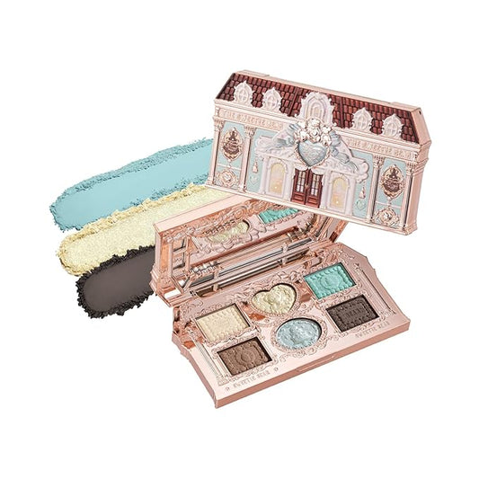 Flower Knows The Sweetie Bear Collection 6-Color Makeup Palette,Green Face Makeup Palette with 4 Matte + 2 Shimmer Shades,Blendable Smooth Cute Make Up,0.23 Oz(03 Mint Chocolate)