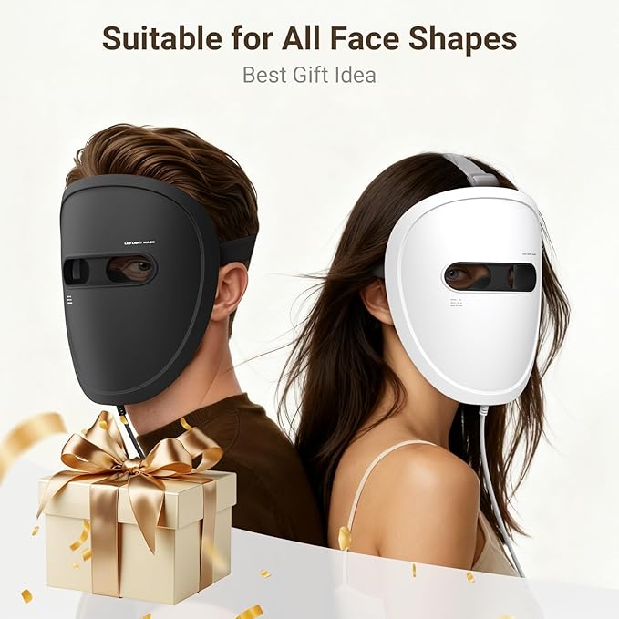 Red Light Therapy Mask for Face, 2026 LED Face Mask Light Therapy, 4 Modes with Red/Blue/infrared/Dual Red & Blue Lights for Reduce Acne, Anti-Aging and Blemish Repair, Full Face Coverage, Lightweight