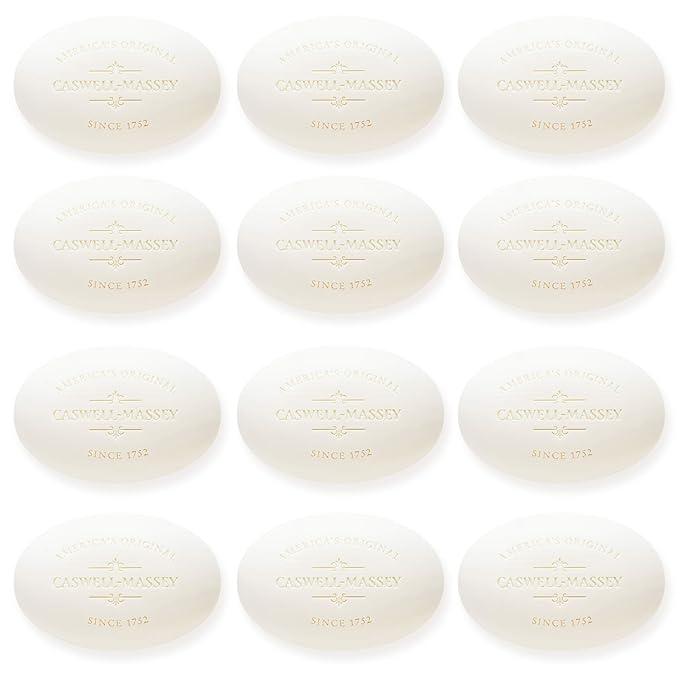 Caswell-Massey Almond Natural Bar Soap Gift Set - Moisturizing Triple-Milled Body Soap for Men & Women - Plant-Based with Essential Oils for Soft Skin, Cruelty-Free, USA Made, 12 Bars x 5.8 oz