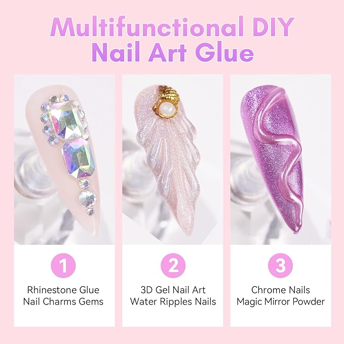 Makartt Rhinestone Glue for Nails: Super Strong Gel Nail Glue for Nail Charms Gems Decorations, 3D Gel Nail Art Bling Jewel Diamonds for Salon & DIY Manicure, 30ML UV Lamp Cured Need Beauty Gifts