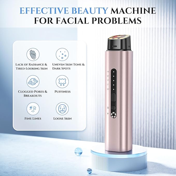 5-in-1 Mutifunctional Face Massager Tool - Skin Tightening & Lifting Device - 5 Color Face Light Therapy Device - Professional Skin Care Beauty Devices for Face, Neck, and Eyes