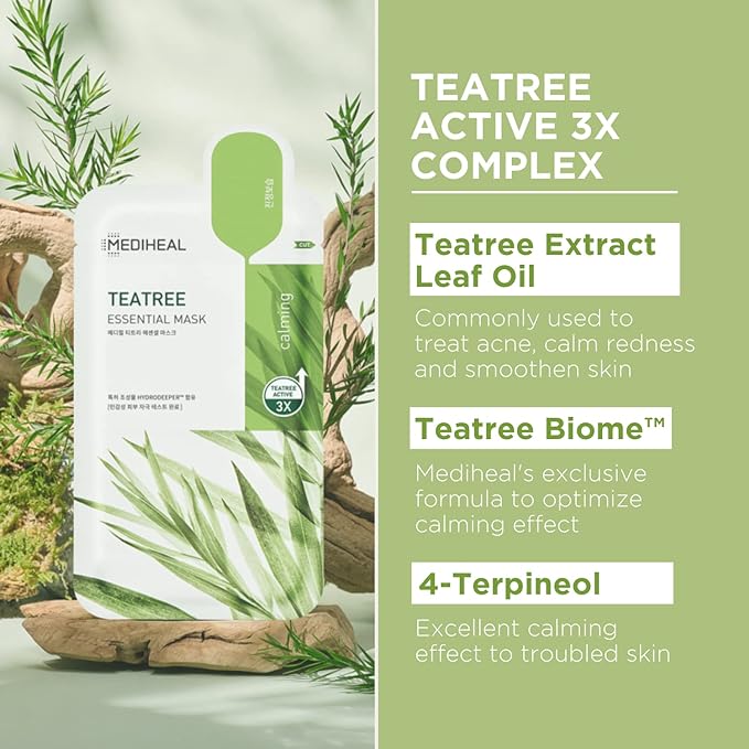 Mediheal Official Best Korean Sheet Mask - Collagen Teatree Essential Face Mask 20 Sheets Lifting Firming Calming Soothing For All Skin Types