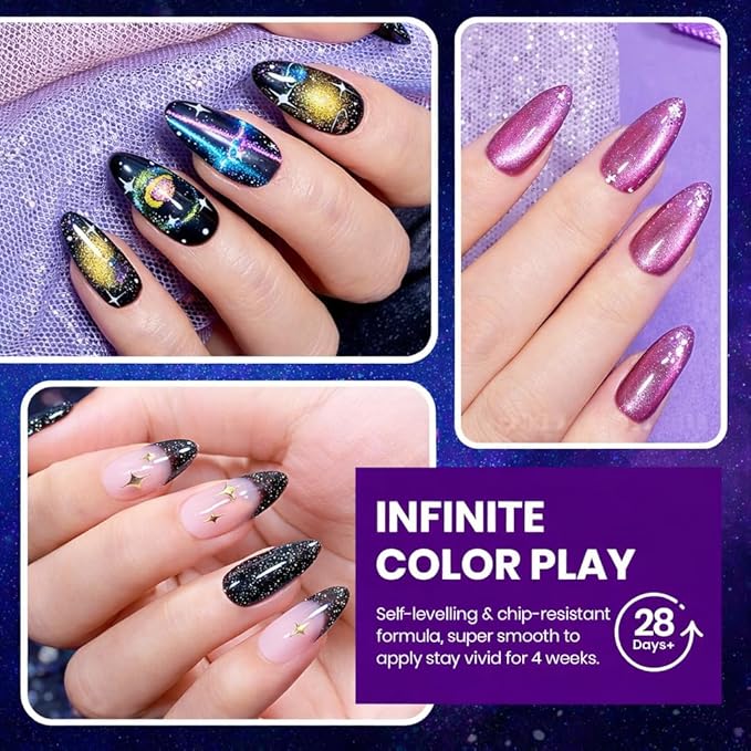 Beetles Chameleon Gel Nail Polish Set - 20 Color Stellar Mirage Cat Eye Temperature Changing Shifting Gel Polish Magnetic Jelly Nails Soak Off UV LED Nail Art Spring Gift for Women&Girls